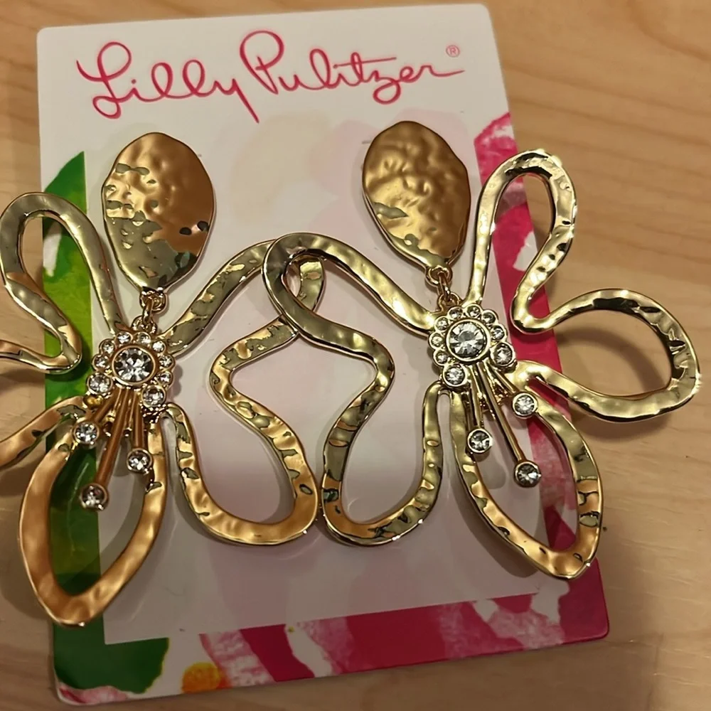 Lily Pulitzer Butterfly gold‎ metallic earrings